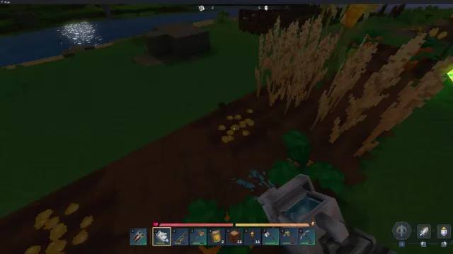 Hytale using Watering Can to water corn seeds